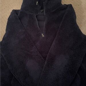 Banana Republic Navy Blue Sherpa Hoodie Jacket Size Large